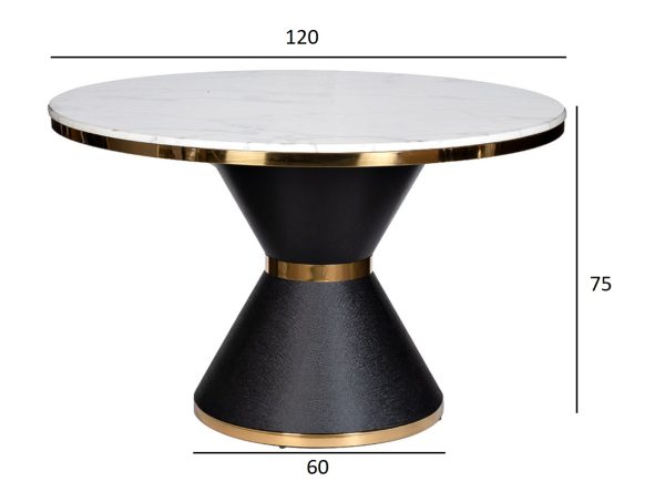 76AR-DT813 Стол обеденный иск.мрам Bianca Luna/черн.мет d120*75 — изображение 4