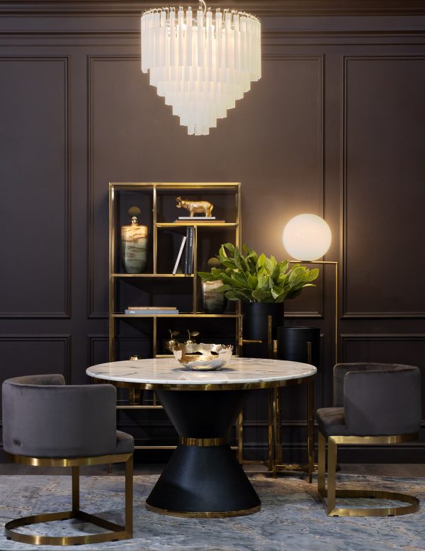 76AR-DT813 Стол обеденный иск.мрам Bianca Luna/черн.мет d120*75 — изображение 5