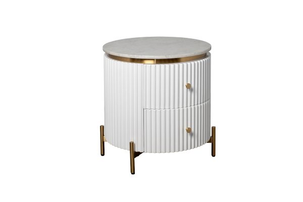 77IP-GD009-TUMB/1 Тумбочка 2 ящика с мраморной столешницей d51*55см — изображение 2