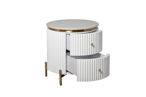 77IP-GD009-TUMB/1 Тумбочка 2 ящика с мраморной столешницей d51*55см — изображение 3