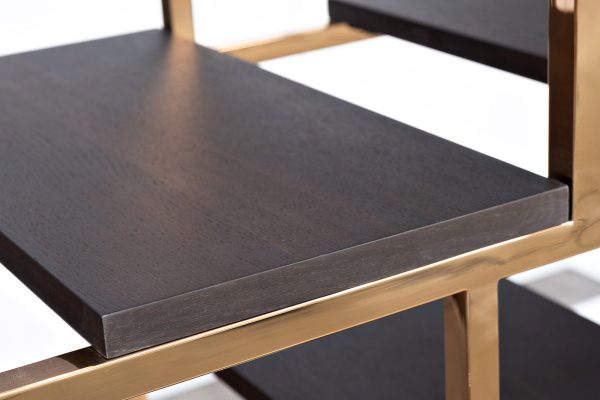 77IP-SH1003 Стеллаж-полусфера роз.золото/темн.шпон 120*45*230см — изображение 3