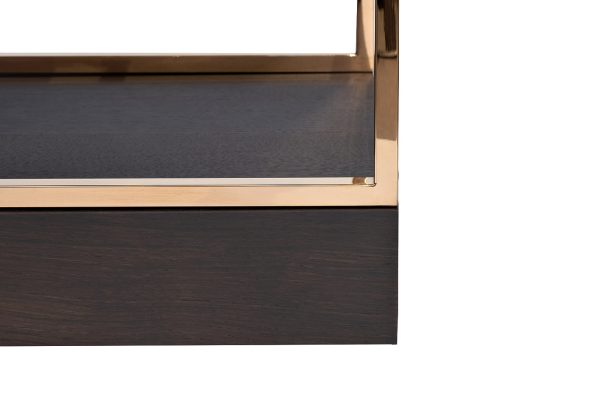 77IP-SH1003 Стеллаж-полусфера роз.золото/темн.шпон 120*45*230см — изображение 4