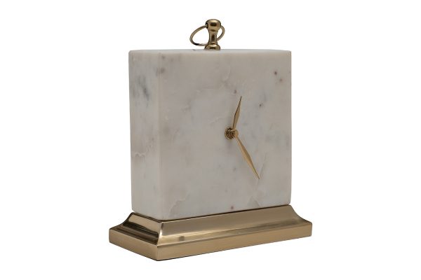 79MAL-5886-25 Часы настольные белый мрамор h25см — изображение 2