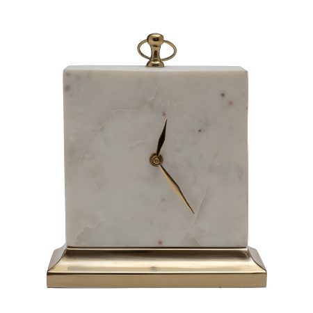 79MAL-5886-25 Часы настольные белый мрамор h25см
