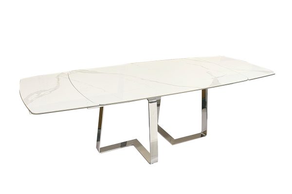 83MC-22190 Стол обеденный раскл.керам.белый/хром 240(160)*90*76см — изображение 2