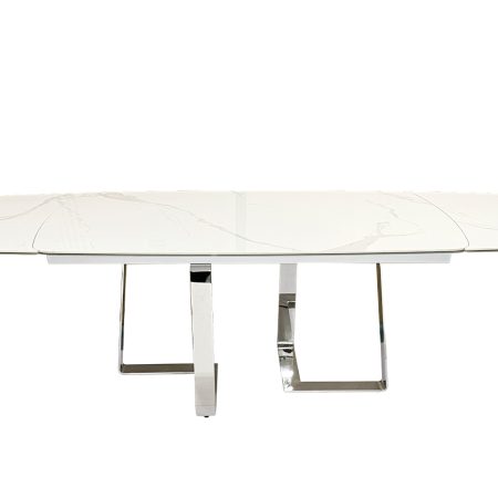 83MC-22190 Стол обеденный раскл.керам.белый/хром 240(160)*90*76см