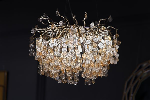 86-8016/600 Люстра "Монетки" стекло/металл шампань d60*h25см — изображение 3