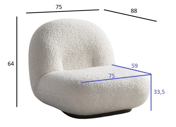 87YY-21045 Кресло Albano иск.мех белый 75*88*64см — изображение 4