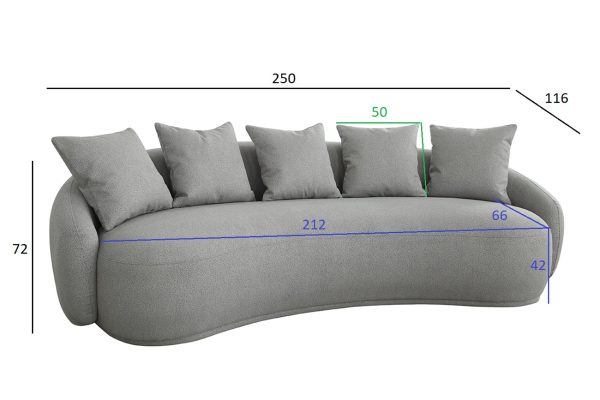87YY-22085 Диван Forli светло-серый 250*116*72см — изображение 5