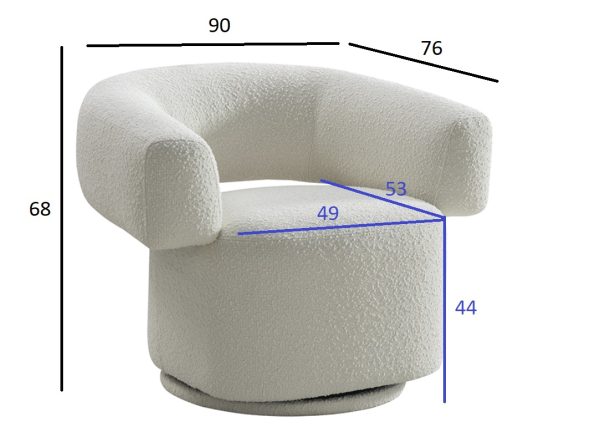 87YY-23071 Кресло поворотное Lugano букле белое 90*76*68см — изображение 4
