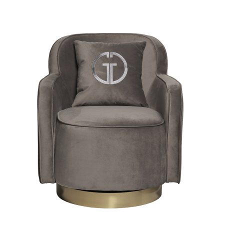 87YY-KRES-2182 SER Кресло вращающееся велюр серый 76*85*82см
