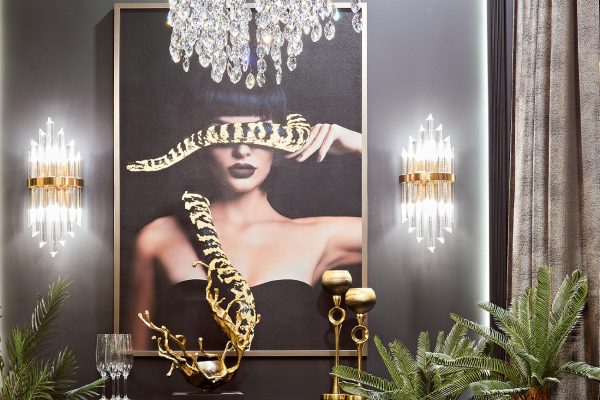 89VOR-GIRL/SNAKE-1 Холст "Девушка со змеей"120х80см,багет латунь, поталь — изображение 4