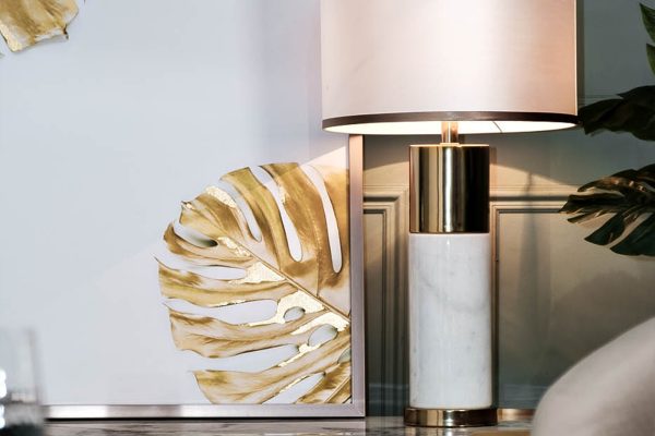 89VOR-MONSTERA GOLDEN-1 Холст "Золотые листья монстеры-1" 100х70 см, багет( латунь),поталь — изображение 4