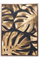89VOR-MONSTERA GOLDEN-2 Холст "Золотые листья монстеры-2" 100х70 см