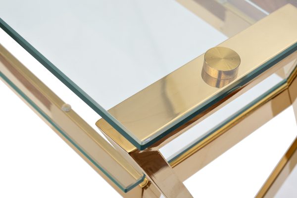 910 Стол письменный стекло прозр/золото 120*60*78см — изображение 3