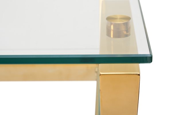 910 Стол письменный стекло прозр/золото 120*60*78см — изображение 4