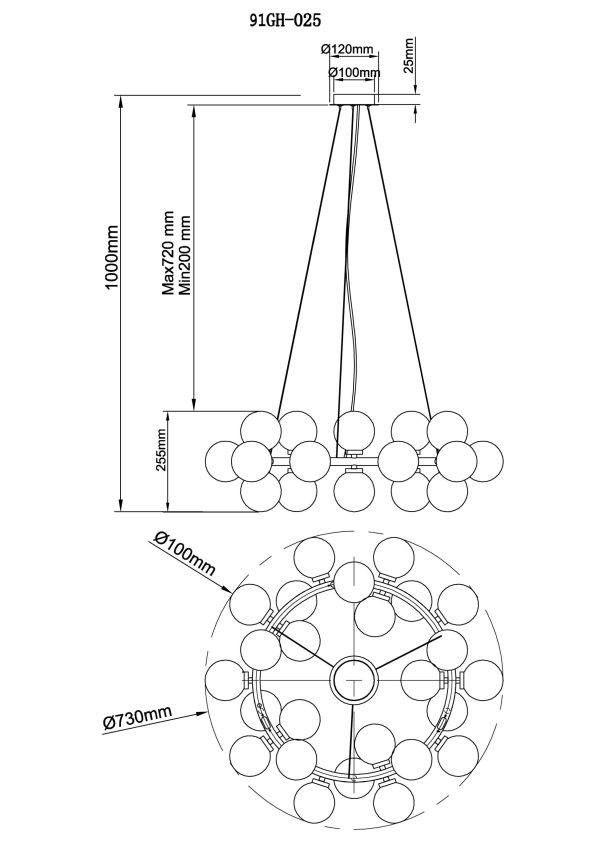 91GH-025 Лампа потолочная, латунь d.73*h.25,5 см — изображение 4