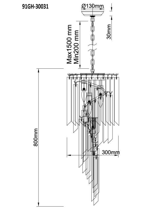 91GH-30031 Люстра потолочная, хром d.30см h.80см — изображение 4