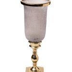 94PR-4640 Подсвечник стеклянный дымчатый на поставке d10*40см