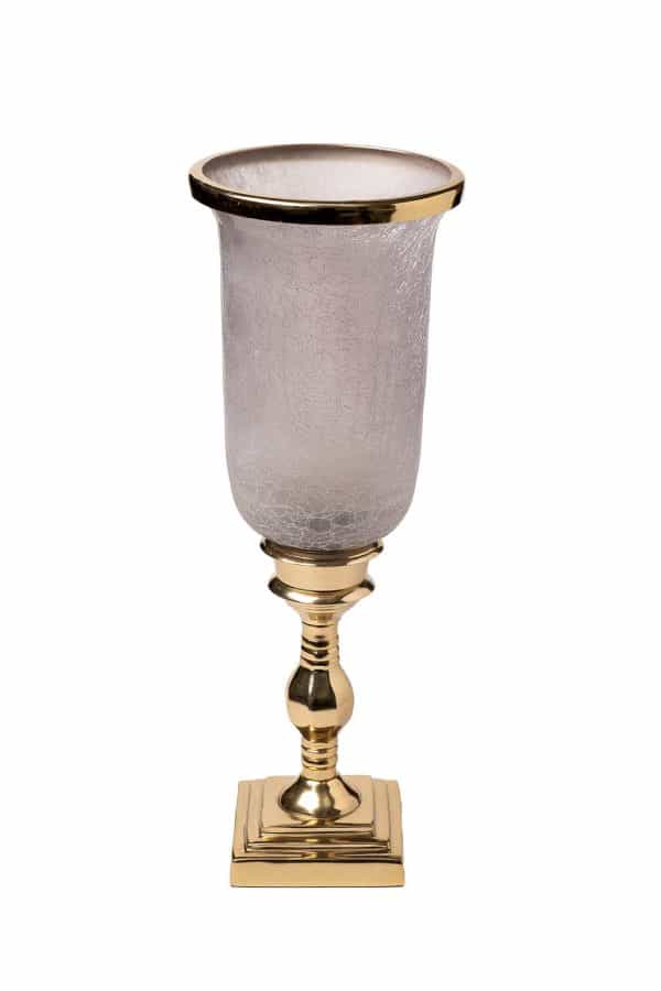 94PR-4640 Подсвечник стеклянный дымчатый на поставке d10*40см