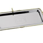 95IM-0084 Поднос прямоуг. с ручками "Birds" нерж.сталь 42*19*5см