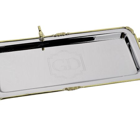 95IM-0084 Поднос прямоуг. с ручками "Birds" нерж.сталь 42*19*5см