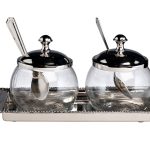 95IM-15250 Емкость д/хранения стекло/нерж.сталь (набор 2 шт на подставке)