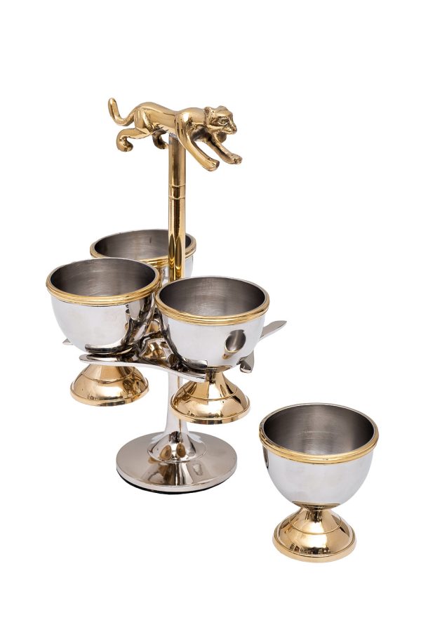 95IM-16533 Подставка для яиц "Леопард" латунь цвет хром d11*18см — изображение 2