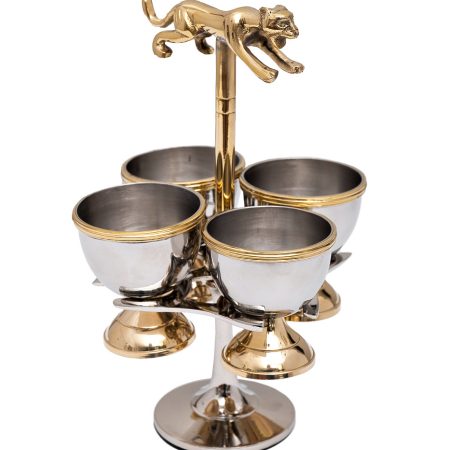 95IM-16533 Подставка для яиц "Леопард" латунь цвет хром d11*18см