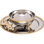95IM-74SS Чаша и поднос "Леопард" н/ж цвет хром 18*18*5см