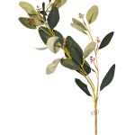 9F28558-GR Веточка эвкалипта с цветами листья зеленые 72см(24)