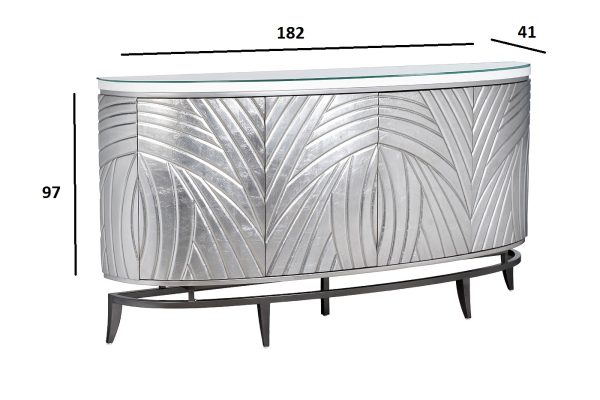 ART-2932  Комод серебристый с декором 182*41*97см — изображение 5