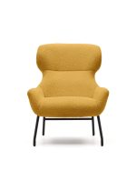Belina Кресло из горчичной ткани букле и стали с черной отделкой — изображение 2