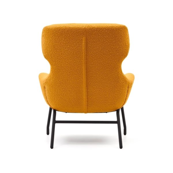 Belina Кресло из горчичной ткани букле и стали с черной отделкой — изображение 3