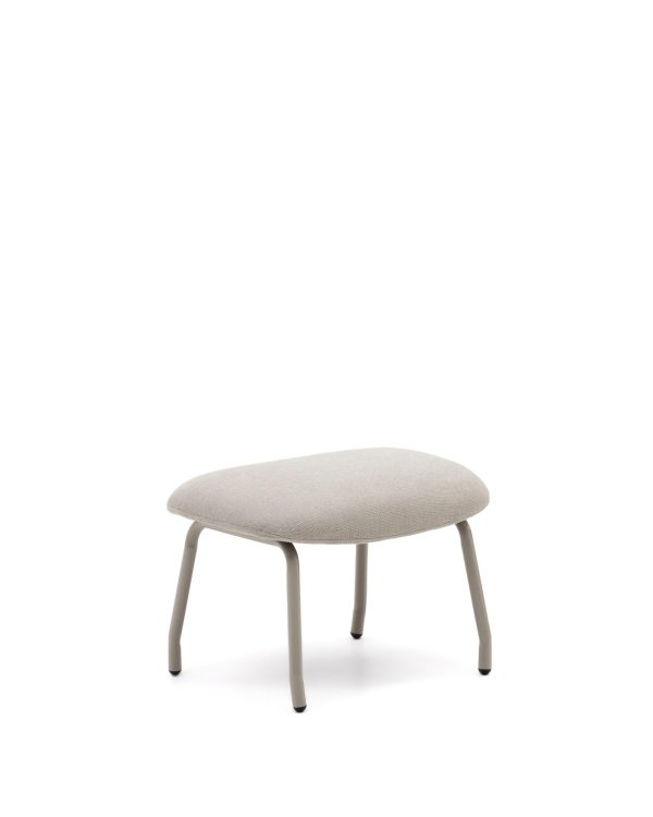 Belina Пуф для ног из бежевой синели и стали с белой отделкой — изображение 3