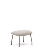 Belina Пуф для ног из бежевой синели и стали с белой отделкой — изображение 4