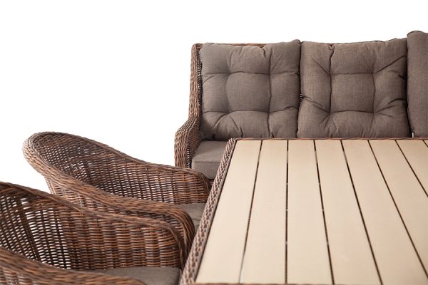 "Бергамо" обеденная группа угловая из искусственного ротанга, цвет коричневый — изображение 3