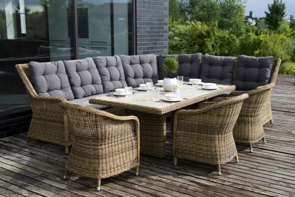 "Бергамо" обеденная группа угловая из искусственного ротанга, цвет соломенный — изображение 3