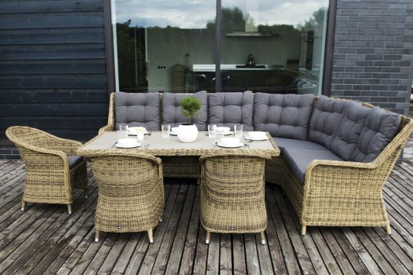 "Бергамо" обеденная группа угловая из искусственного ротанга, цвет соломенный — изображение 4