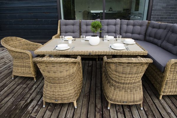 "Бергамо" обеденная группа угловая из искусственного ротанга, цвет соломенный — изображение 5