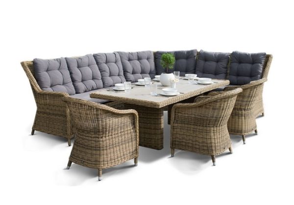 "Бергамо" обеденная группа угловая из искусственного ротанга