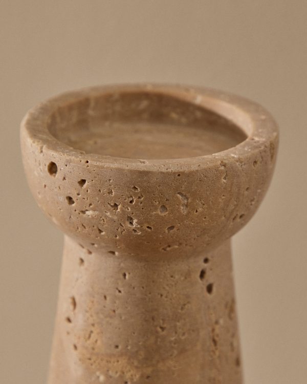 Большой подсвечник из бежевого травертина Magan — изображение 4