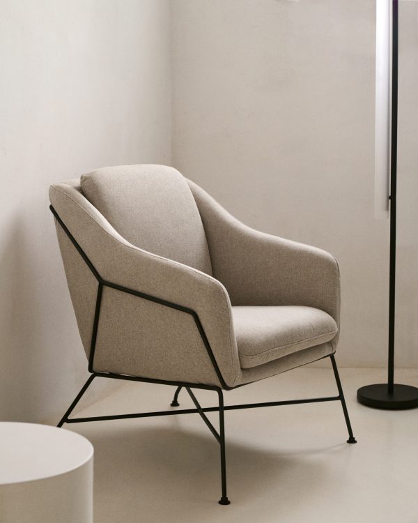 Brida Кресло бежевое на черных стальных ножках — изображение 2