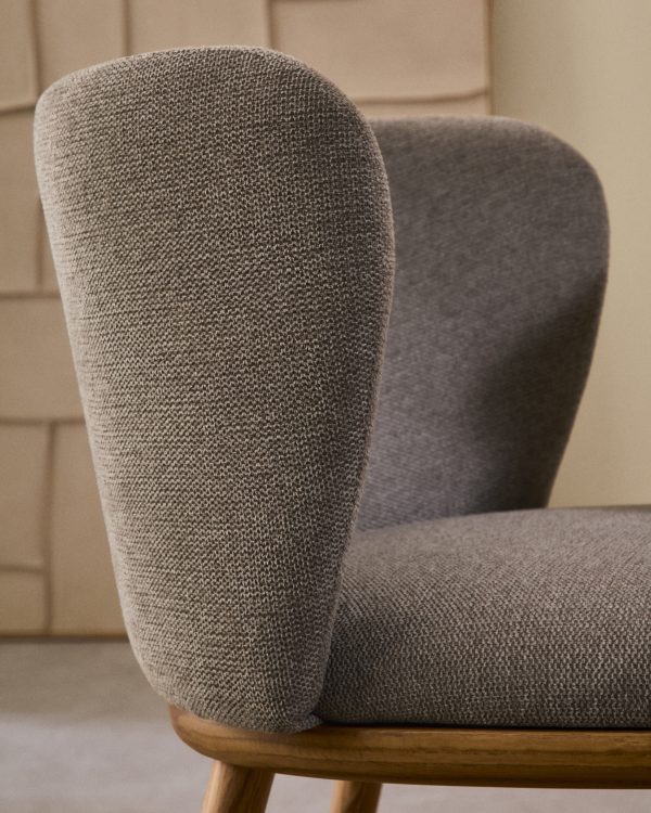 Ciselia Стул из коричневой синели и натурального массива ясеня — изображение 3