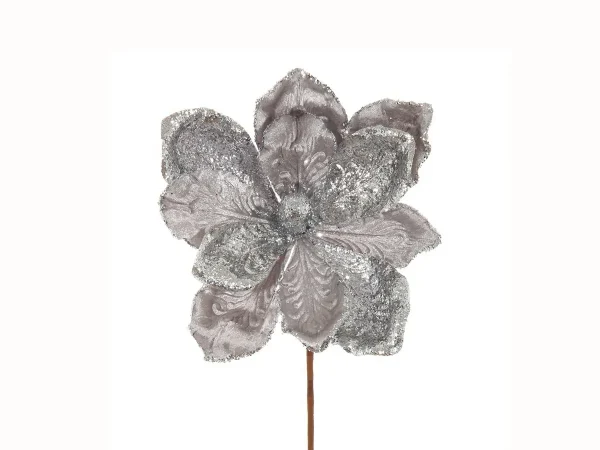 Цветок искусственный серебряный