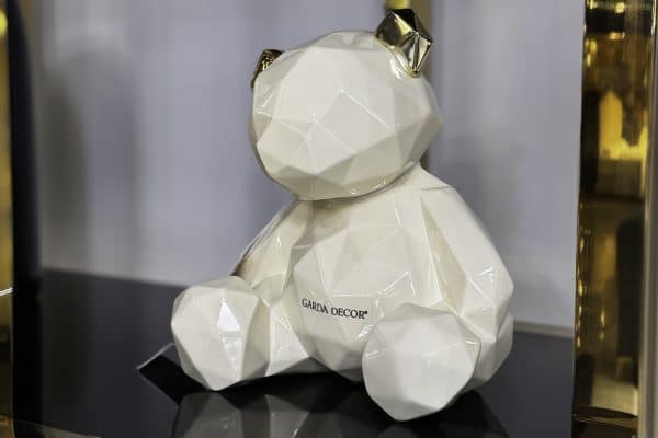 D1738 Статуэтка "Мишка" белая маленькая 20х19х15 — изображение 2