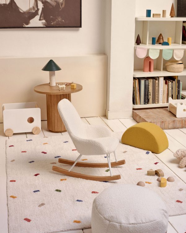 Детское кресло-качалка Joey из белой ткани букле — изображение 4