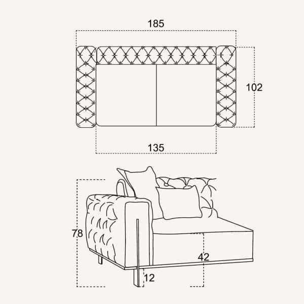 Диван 2-х местный Голд бирюзовый — изображение 3