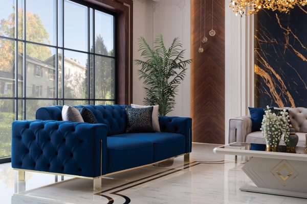 Диван 2-х местный Голд синий — изображение 2