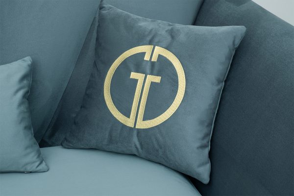 Диван Annette трехместный без мех,велюр бирюз.Colt1004/зол 250*100*95 — изображение 3